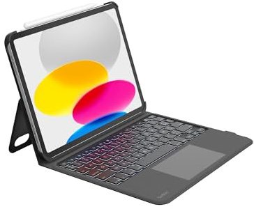 Belkin Pro Coque Clavier iPad avec Support, Clavier Bluetooth rétroéclairé, gestes trackpad, Rangement Apple Pencil, AZERTY, Touches multimédia, pour iPad 10.9” 10e gén, 11” A16, Air 11” M4