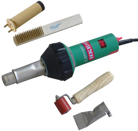 1600W Heißluftgebläse mit Digital-Thermometer Profi Heißluftpistole für PVC/TPO-Schweißarbeiten |Kunststoffschweißgerät-Set mit Düsen, Heißroller & Reparaturwerkzeugen
