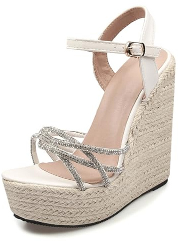 Hixingo Sandali Donna Estive con Zeppa, Scarpe Aperte con Plateau Tacco 15CM Donna Eleganti e Comode Sandali Ortopedici Leggere Antiscivolo Zeppa Alta per Trekking da Spiaggia