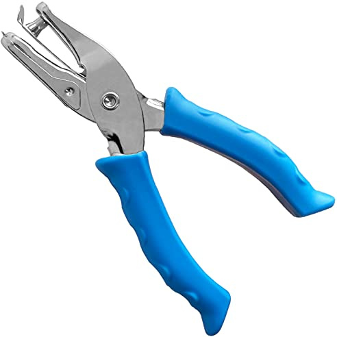 Small Hole Puncher, Single Hole Punch for Crafts with Soft Grip Handle, Paper Punch with Paper Cage for Kids, Metal Hole Puncher for Clean Hole for Tags, DIY Crafts in Office, Home, Classroom