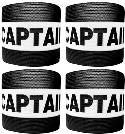 LEBKFT 4 Pcs Captain's Armbands for Football Game, Elastic Leader Sports Arm Bands for Soccer Basketball Suitable for Youth and Adults High Elastic Fabric Training and Match Accessory