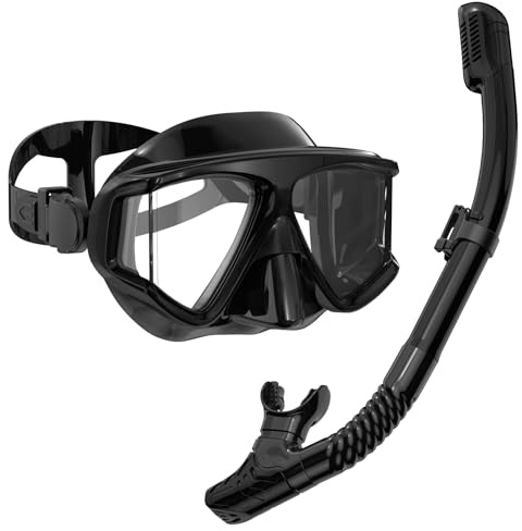 Snorklingsutrustning för vuxna, snorkelset för vuxna, dykmask med HD-panorama och torr-topp-snorkel, anti-imma och anti-läckage, simglasögon med nässkydd, simreseset