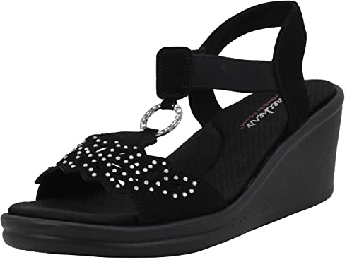 Skechers Rumblers-Queen B, Sandali con Zeppa Donna, Nero, 38 EU
