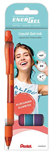 Pentel BL107 Energel X 0.7 mm Retractable Pen 4 Stück Sortiert Orange/Pink/Hellblau/Violett