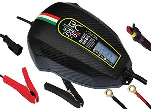 BC Battery Controller BC 9000 EVO+, Cargador de baterías y Mantenedor Digital/LCD, Comprobador de Batería y Alternador para todas las baterías de Coche, Moto, Caravana, RV y Barco 12V de Plomo-Ácido.