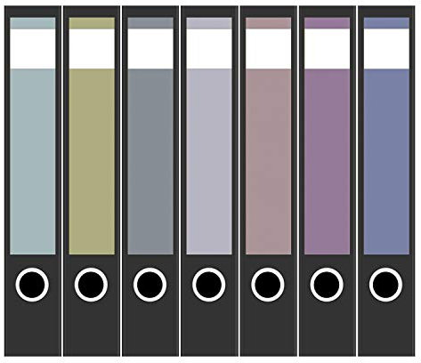 Ordneretiketten | 7 Aufkleber für schmale Akten-Ordner | Farb-mix Dezent Set 2 | selbstklebende Design Akten-Etiketten | Deko Sticker für Rückenschilder Ordnerrücken | zum Beschreiben