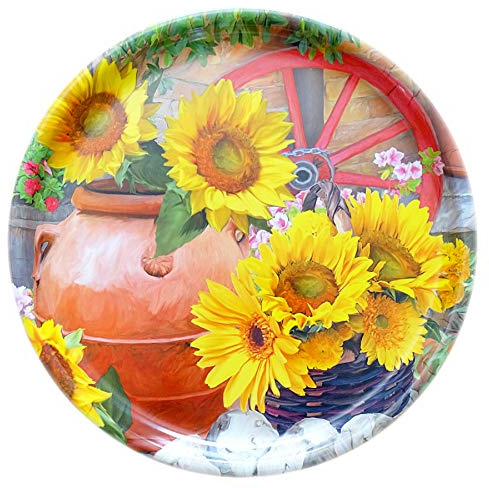 Lashuma großes Dekotablett rund 40 cm Ø, Küchen Tablett bunt Design:Toskana