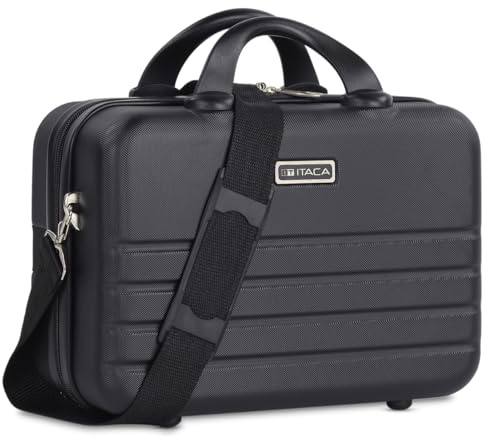 ITACA - Vanity Case Hard Shell - Durable and Lightweight Beauty Box Hard Shell - Stylish and Inexpensive - Travel Makeup Case - Black
