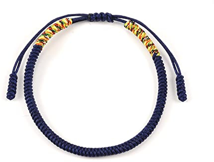 QianSiLi Good Luck Gifts Tibetan Woven String Bracelet Adjustable Rope Charm Personalised Bracelet for Women, Men, Best Friend, Girls, Boys, Couple, Friendship (Navy)
