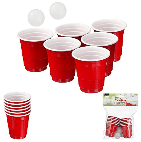 Cepewa Trinkspiel Schnaps Pong 14 teilig 2 Bälle 12 Becher Partyspiel Beerpong (1 x 14ttlg Trinkspiel Schnaps)