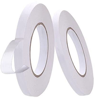 iJiGui 2 Rollos Cinta de Doble Cara, Cara Cinta Autoadhesiva, Manualidades, Trabajo Manual, 5 mm x 20 m + 8 mm x 20 m, uso para Arte y Artesanía, Rollo Adhesivo