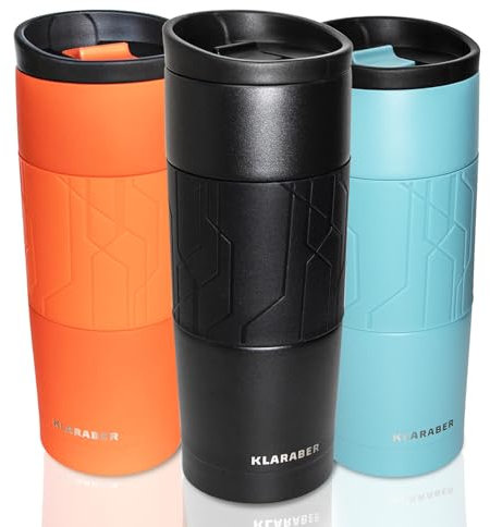 Kaffeebecher to go, Edelstahl Kaffee Thermobecher, 480ml, 100% auslaufsicher, Travel Mug für Kaffee & Tee, Personalisiert, Isoliert, BPA-frei (Schwarz)