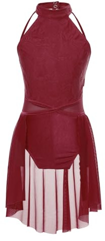 inhzoy Body da Ginnastica Artistica Bambina Danza Classica Vestito da Danza Lirica Contemporanea Abito Pattinaggio Artistico Pizzo Balletto Costumi di Danza Classica Moderna