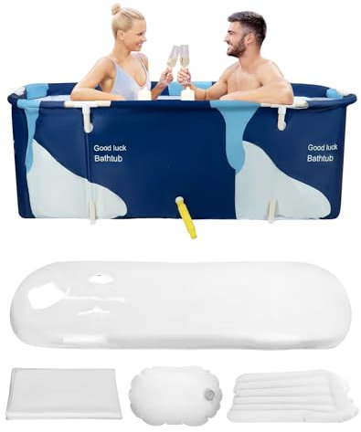 QWORK® Grande Baignoire Portable Pliable 140 x 60 x 55 cm, Spa pour Adultes, pour les Bains de Trempage à la Maison