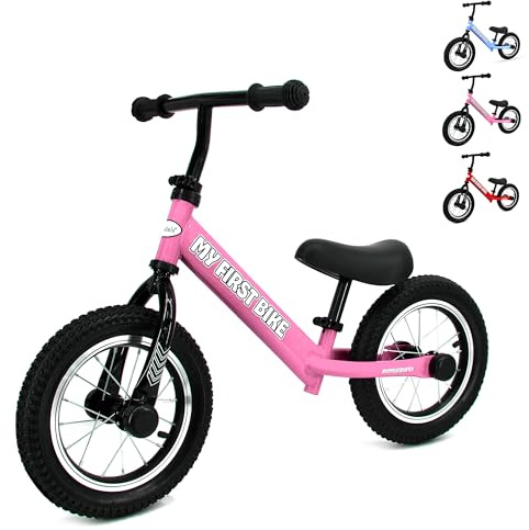 Crystals 12” Balance Bike 2+ Year Old Boys and Girls, Bike Training Bicycle for Kids and Toddlers with Adjustable Seat/Handlebar – Lightweight Fun Bike for Outdoor Play (Pink)