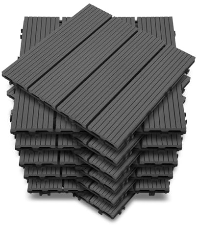 Ollewiellan 88 x WPC terrassplattor, 30 x 30 cm balkong golvplattor, trädgårdskakel med klicksystem, terrassbrädor, balkongplattor, klickplattor, terrassbrädor, vattentäta för terrass, för 8 m²