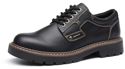 Bruno Marc Herren Schnürhalbschuhe Bequeme Anzugschuhe Männer Business Büro Oxford mit Dicker Sohle,Size 43,Schwarz,BMEMOX2501