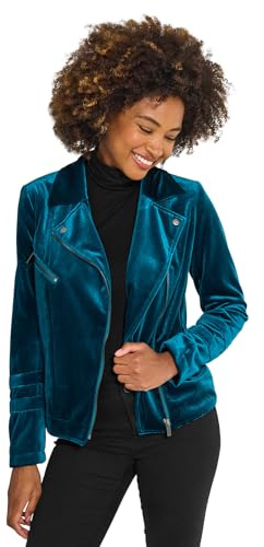 Joe Browns Cropped Velour Biker Jacket Veste, Vert, 42 Femme