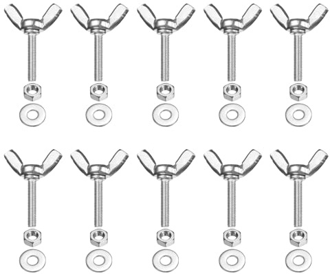 PATIKIL M3-0.5 x 16 mm Wing Butterfly Screw, 10 Pcs 304 Stainless Steel Wing Nuts and Bolts Machine Fastener Thumb Hand Screws for Electronic Equipment DIY Tools, Silver