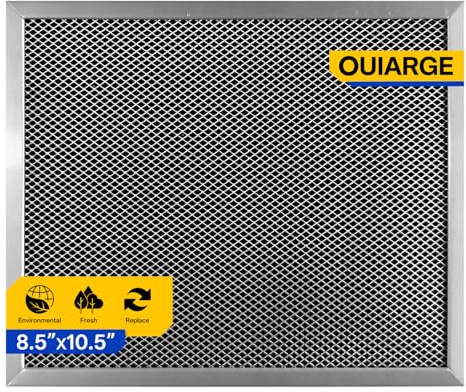 OUIARGE 97007696 41F Fit's B-roan Range Hood Filter 10.5 x 8.8 Stove Vent Filter Replacement for Ductless Exhaust Fan Aluminum Mesh Charcoal Combo Kitchen Grease Filter