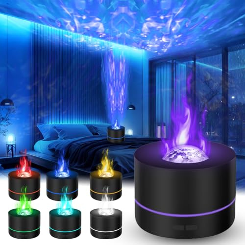 Projektor aroma diffuser, 7 färger ljus diffuser eteriska oljor, bärbar luftfuktare 200 ml med stjärnprojektor, rumsdoft, diffuser för rum, kontor, yoga, spa, vardagsrum, vattenfri automatisk