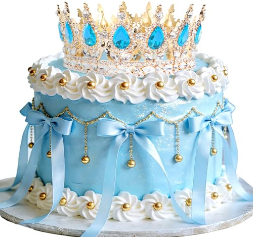 Adorno Tarta Azul Esferas Amarillas Velas Cumpleaños Placa Mariposa