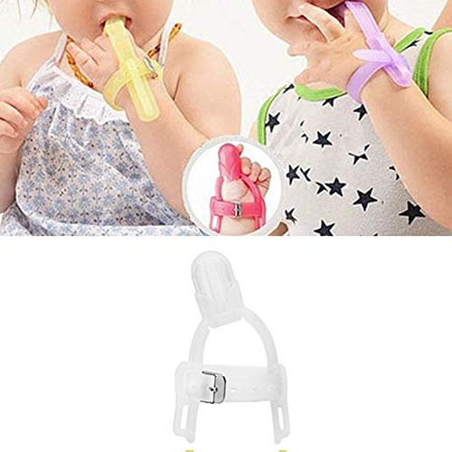 Omquot Anello di dentizione mordente regolabile in silicone per bambini, protezione delle dita regolabile, salute e sicurezza, adatto per neonati, giallo, trasparente (trasparente)