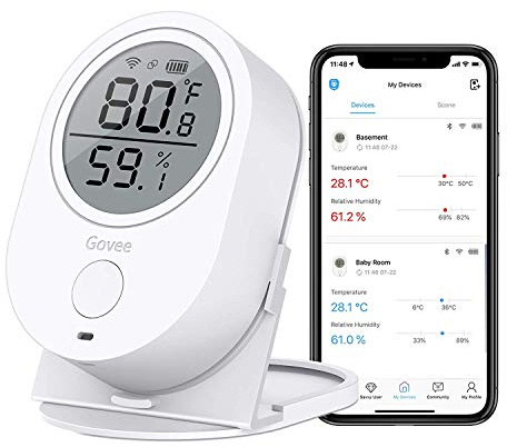 Govee WiFi Thermometer Hygrometer H5051, Bluetooth Indoor Temperature Humidity Monitor with App Notification Alert, Smart Humidity Sensor for Greenhouse Wine Cellar, 2 Years Free Data Storage Export