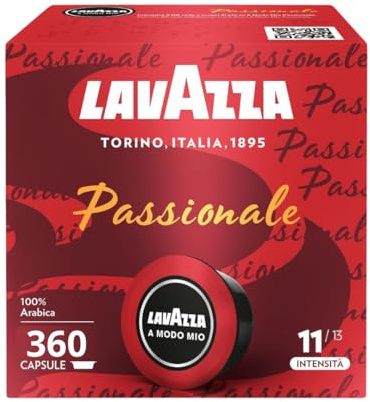 Lavazza, A Modo Mio Passionale, 360 Capsule Caffè, 100% Arabica, Intensità 11/13, Tostatura Scura, 10 Confezioni da 36 Capsule