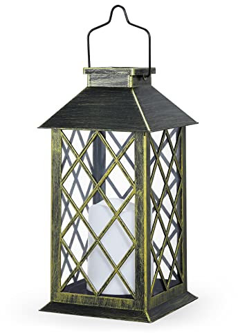 Solarlaterne für Außen, OxyLED Solar Laternen für Draußen LED Metall IP44 Wasserdicht Solar Laterne Garten Deko mit Flacker Effekt Kerzen Vintage Hängend Balkon Deko Patio Terrasse Wand Tisch