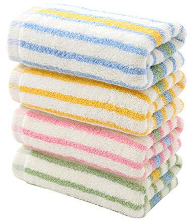 DOITOOL 4 /Set Handtücher Gestreifte Gesichtstücher Weiche Saugfähige Badetücher Schnell Trocknende Gesichtstücher Fitness-Spa-Handtücher für Badezimmer Home Hotel (4 Handtuch Set Gestreift
