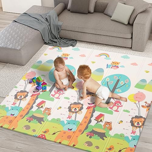 kidoola Reversible Large Baby Play Mat | Soft Playmat for Baby's Crawling, Tummy Time | Thick Floor Mats for Children, Toddlers & Babies | Play Mats for Floor in Bedroom, Nursery & Playroom (Style 1)