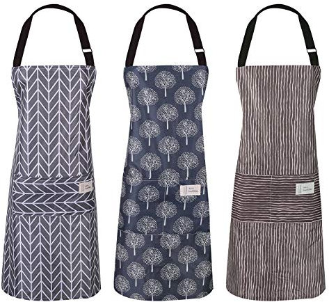 AKlamater 3 PCS Women Apron with Pockets Adjustable Cooking Aprons PVC Waterproof Kitchen Bib Apron for Kitchen Cooking Baking Household Cleaning