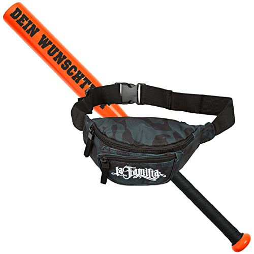 Spaß Kostet Sportset Baseballschläger mit WUNSCHTEXT deiner Wahl mit Tasche für Baseball in 5 Farben