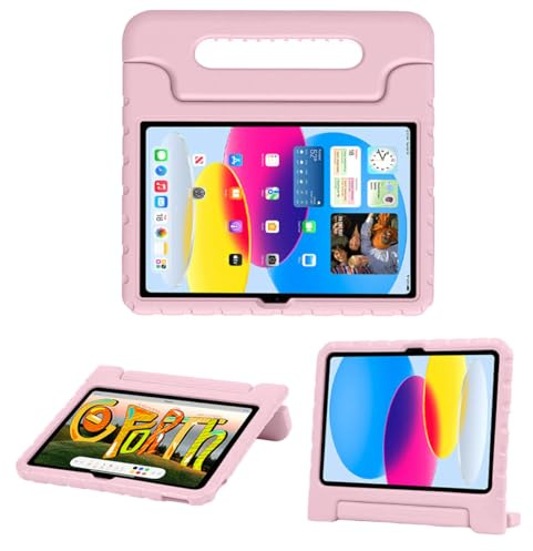 iMoshion kompatibel mit iPad 10.9 (2022) Hülle – Tablethülle für Kinder – Tablet Kids Case in Hellrosa mit Handgriff und Ständer [Robust, Griffig, Stoßfest]