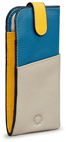 Yoshi Étui à lunettes en cuir souple avec bloc de couleurs pour homme et femme, Côté, taille unique