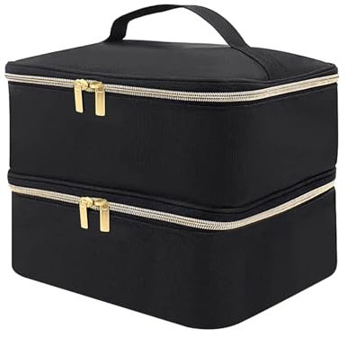 Makeup Bag, Nail Polish Storage Bag, Double Layer Travel Storage Bag, for Nail Polish, Essential Oil Organiser Holds 30 Bottles(15ml-0.5fl.oz)&a Nail Lamp