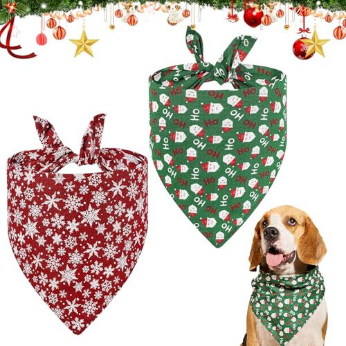 ZTA Halstuch Hund Weihnachten Bandana, 2 Stück Hundehalstuch Weihnachten, Weihnachtshalstuch Hund, Haustier Halstuch Schal, Hundekostüm Weihnachten, für Kleine Mittelgroße Große Hunde Katzen