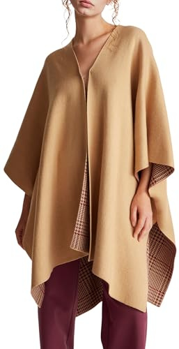 United Colors of Benetton Mantella 112heu01n Poncho et Capes tricotés, Beige, Taille Unique Femme