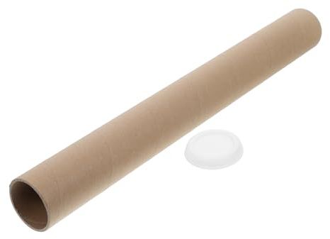 HOUDERCO Brown Kraft Paper Postal Tube with Cap Round Cardboard Postal Tube for Document and Map Storage for Mailing and Shipping for Artists and Crafts