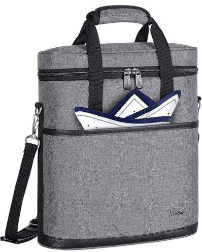 Kato Tirrinia Wine Cooler Bag Insulated Bottle Bag Wine Carrier, Bottles Cooler Bag Wine Gift Bag Portable with Strap Leakproof Padded for Picnic Party Camping, Gray, 3 Bottles