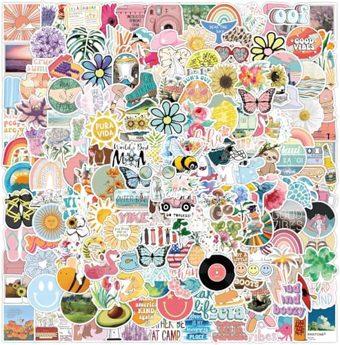 200Pcs Cute Waterproof Vinyl Stickers for Kids - Water Bottle, Laptop & Skateboard - Aesthetic Durable Sticker Pack for Girls, Teens, Students - Ideal Classroom Prizes