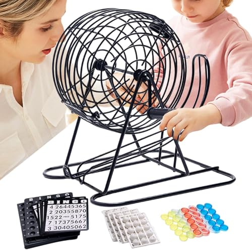 Jumbo-Bingo-Käfig – Manuelles Lotteriespielgerät Mit Stabiler Trommel | Deluxe Bingo-Ballmischer, Robuster Lotterie-Kugelautomat Für Partys, Familienabende & Unterhaltungszwecke Sie Auch Gehe