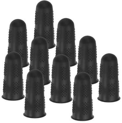 PATIKIL Fundas Para Dedos, Protectores Punta Dedos Silicona Negra Guantes Antideslizantes Fundas Reutilizables Para Costura Jardinería Piel Seca Agrietada, M, 10 Pcs