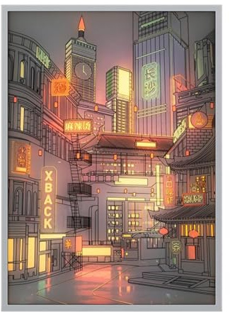 Light Up Painting City – LED Illuminated Wall Canvas, Modern Glow Artwork, Decorative Lighted Picture | Dimmable Night Decor for Living Room Bedroom Study Entryway, Contemporary Home Display Accessory