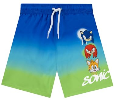 Sonic The Hedgehog Costume Piscina Bambino, Costume Nuoto Ragazzo con Sonic, Knuckles E Tails, Boxer Mare Bambino Giocatore, Multicolore, 7-8 Anni