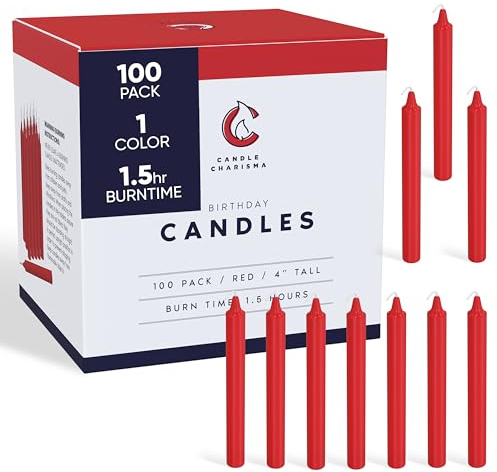 Velas de campanilla para hechizos, rituales, congregación de fiesta de cumpleaños (100, rojo)