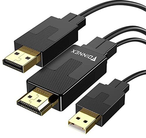 FOINNEX HDMI auf DisplayPort Kabel, 2M HDMI zu DisplayPort Cable mit USB/Audio, 4K@60Hz HDM I in zu DP Out Adapter Kabel, Aktiv HDM I 1.4 to Display Port 1.2 für NS Xbox PC Dex Pad zu MonitorTV