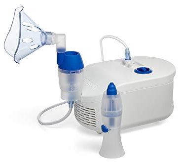 Omron Nebulizador C102 con lavado nasal 2 en 1, dispositivo de uso doméstico para el tratamiento de enfermedades respiratorias como el asma, para síntomas de tos y resfriados en niños y adultos