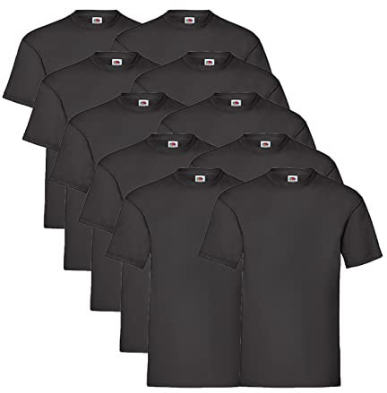 Fruit of the Loom 10 T Shirts Valueweight T Rundhals S M L XL XXL 3XL 4XL 5XL Übergröße Diverse Farbsets auswählbar, 10erSchwarz + 1 HL Kauf Notizblock, 5XL